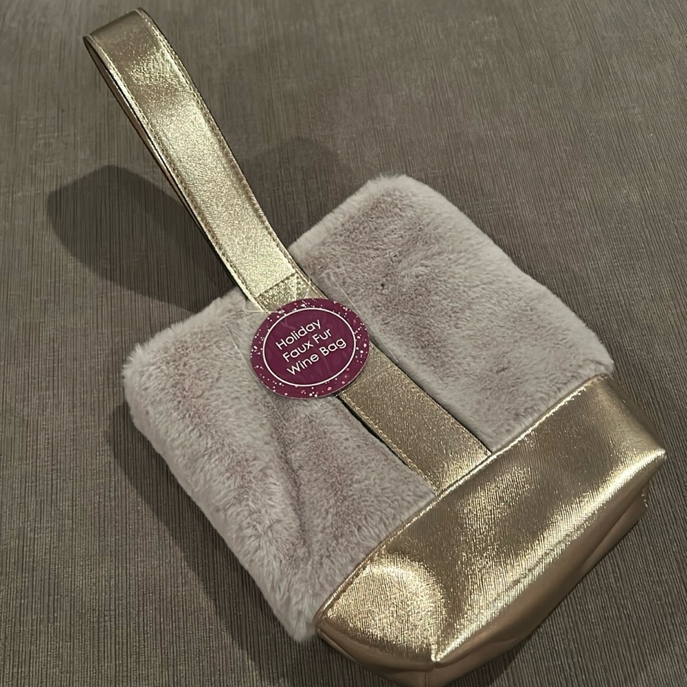 Faux Fur Wine Bag NWT